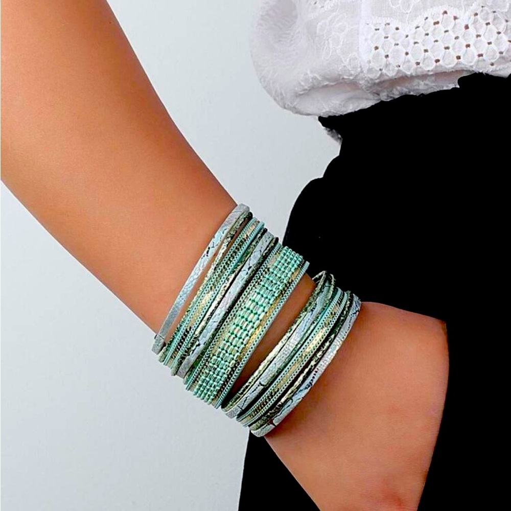 NWOT Fashionable PU Polyurethane Decor Layered Bracelet
